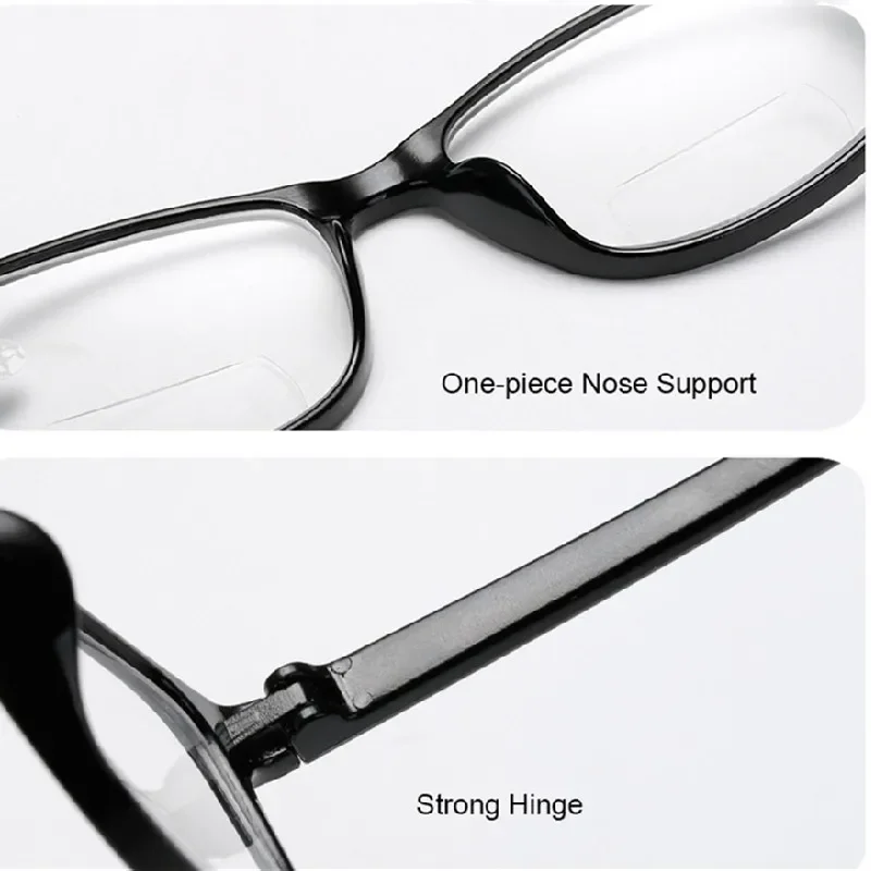 Unisex Square Bifocal Reading Glasses Men Women Vintage Far Near Sighted Eyeglasses Black Frame Clear Lens Presbyopia Eyewear 5