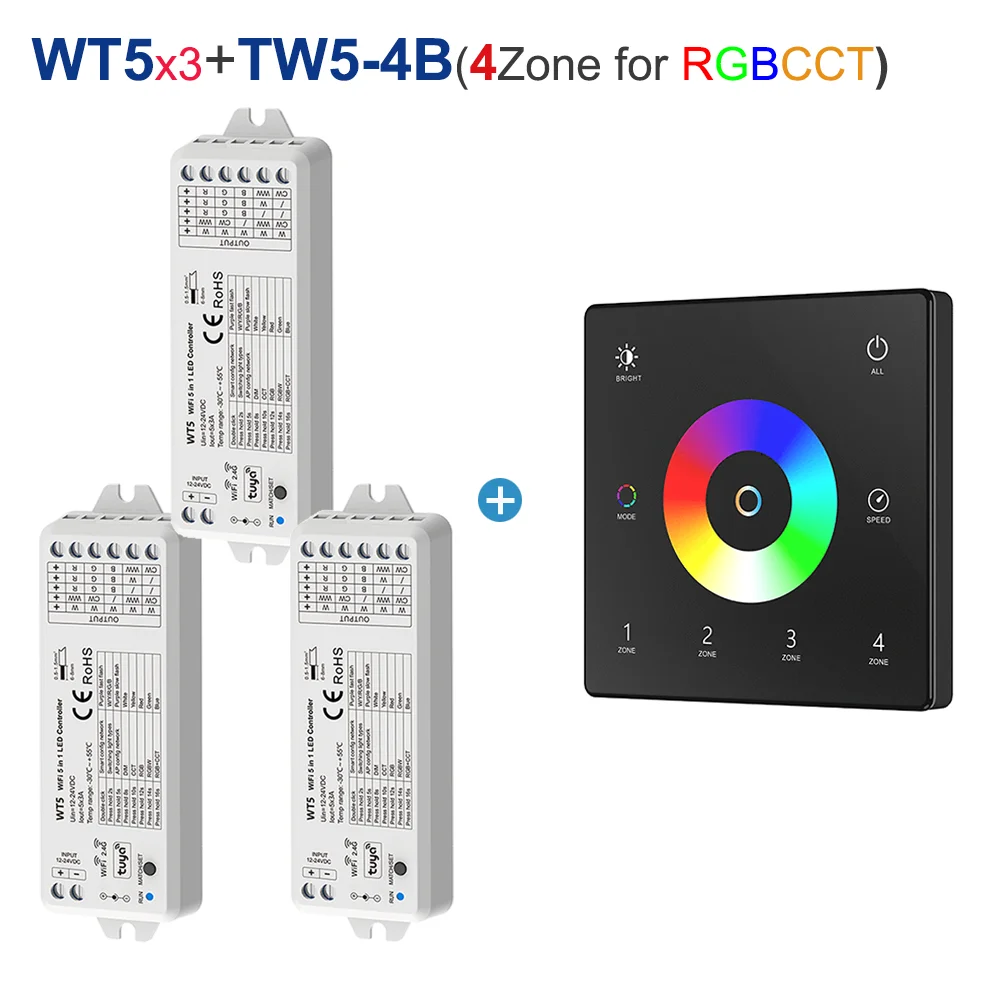 Enhanced Smart LED Controller with Touch Panel Remote - 5-in-1 WiFi & RF Technology