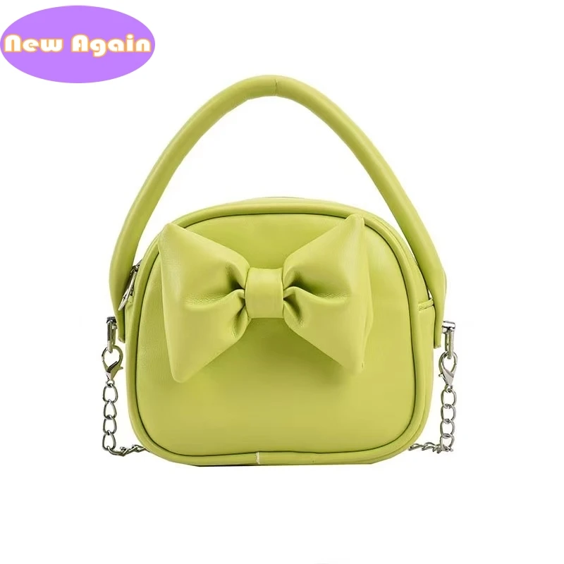 Girls and mommy small handbags Children\'s candy colors totes Kids Mini bow shoulder bags Girls lovely Crossbody bag Purse NA010
