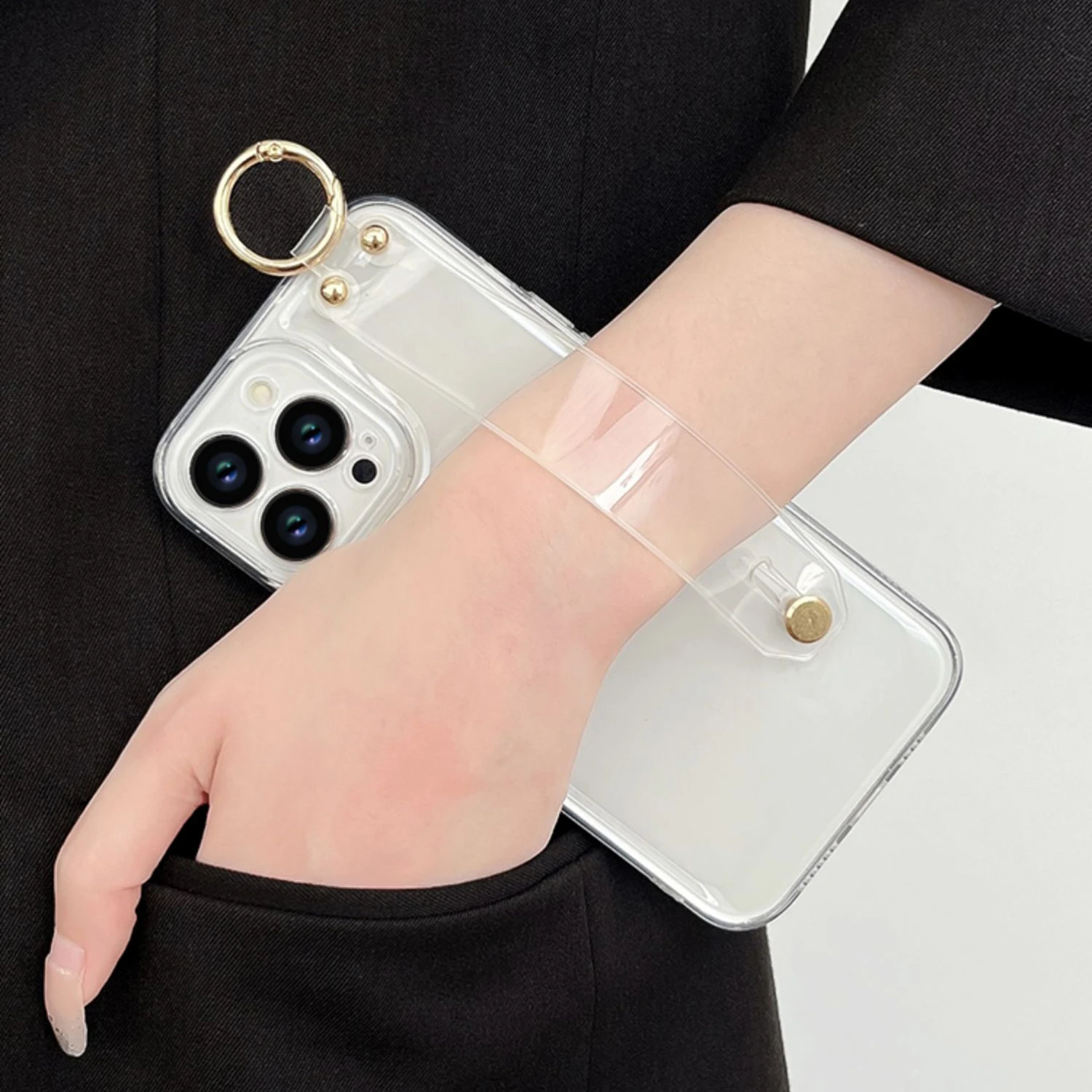 Transparent Case with Wrist Strap Holder