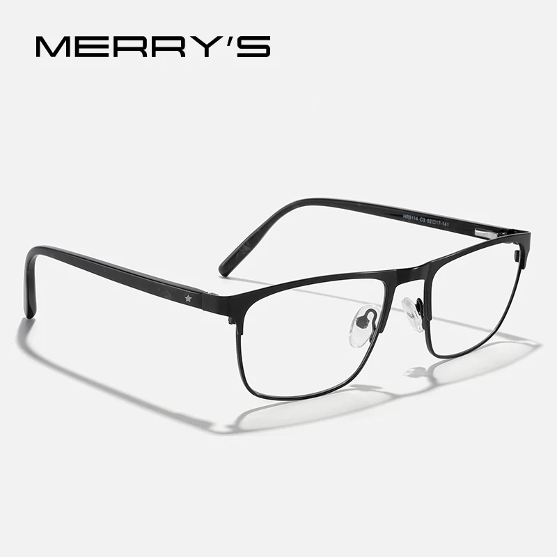 MERRYSDESIGNMenWomenSquareTitaniumAlloyGlassesFrameLuxuryAcetateLegsEyeglassesMale