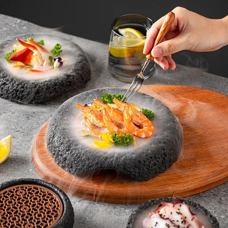 Featured Planet Bowl Separator Cooking Dry Ice Creative Tableware Imitation Flint Meteorite Ball Plate Round Japanese Tableware