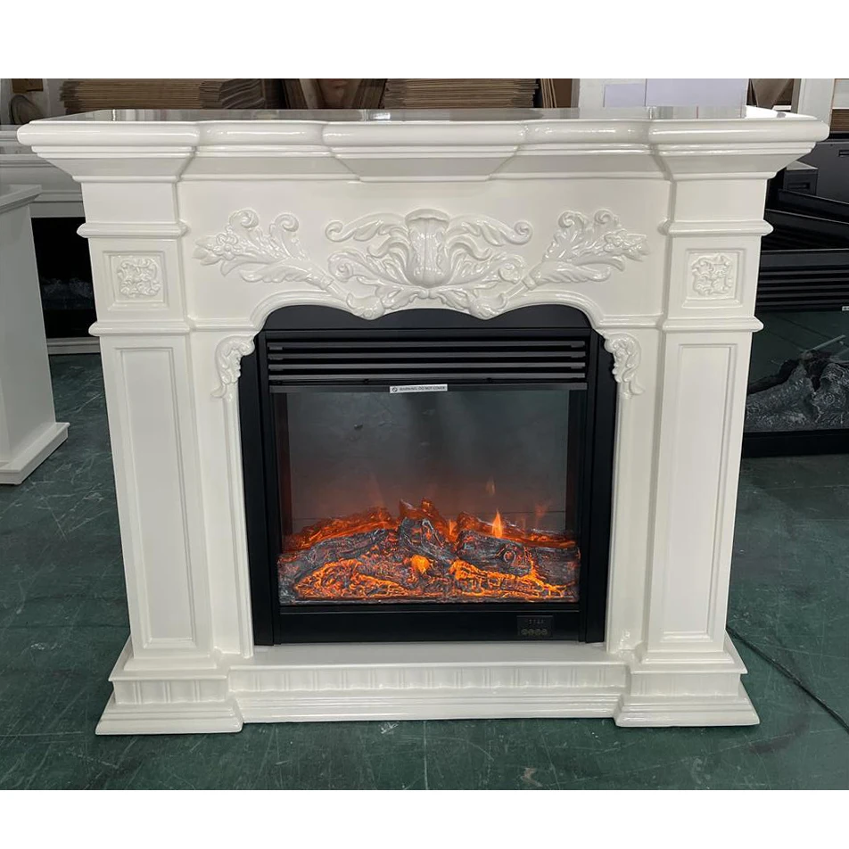 European Style Fireplace Set Wooden Mantel W120cm Electric Firebox Insert  Burner Artificial LED Optical Flame Decoration - AliExpress
