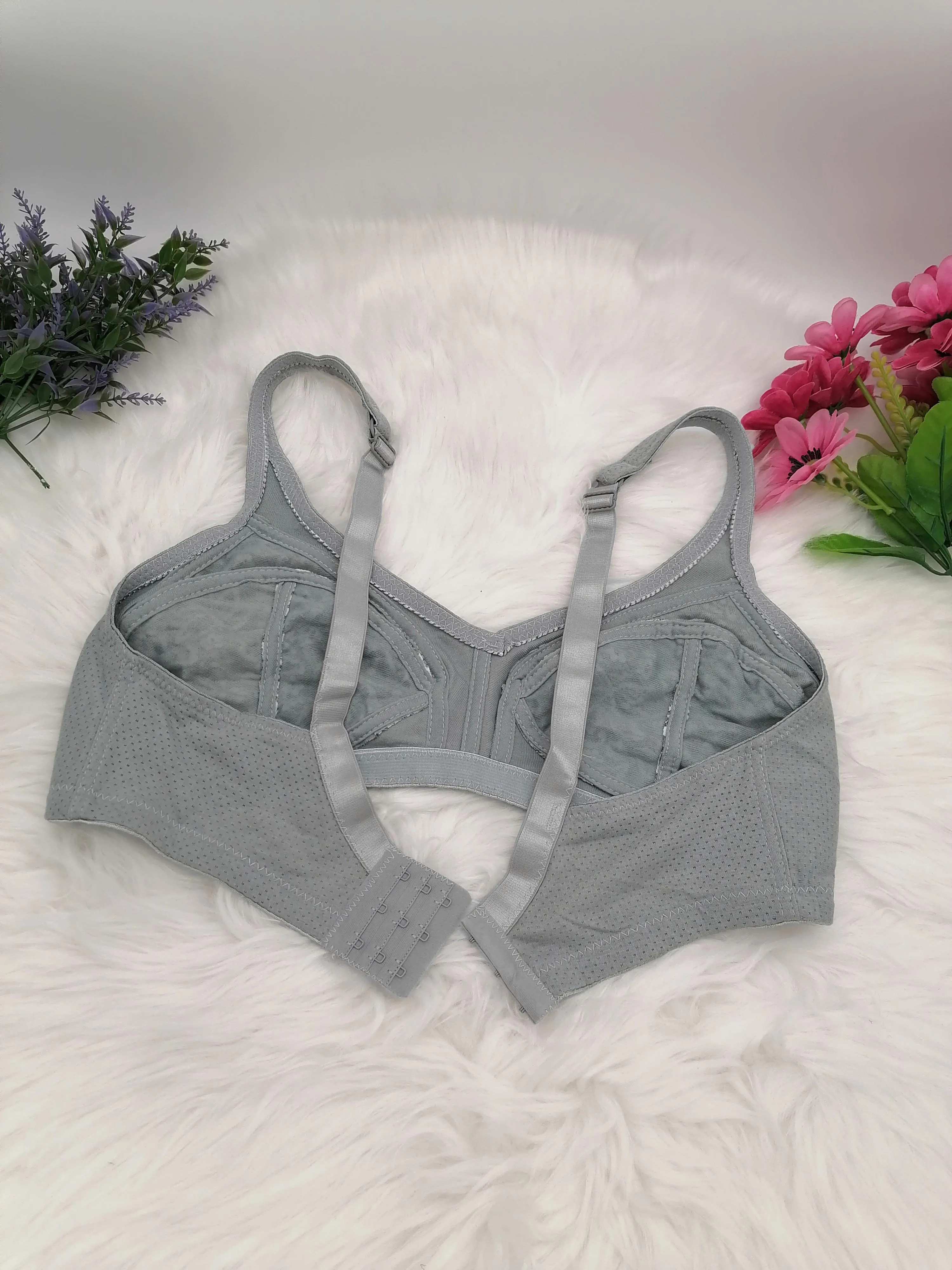 Classic Full Coverage Bra for women lace embroidery sexy lingerie DEMI Push Up cotton underwear top plus size 40-50 DEF cup C29 4