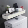 Toilet Bathroom Storage Cabinet Rack Wall Hanging Hole Free Multifunctional Artifact Above Toilet Rack White Shelf Organizer 1