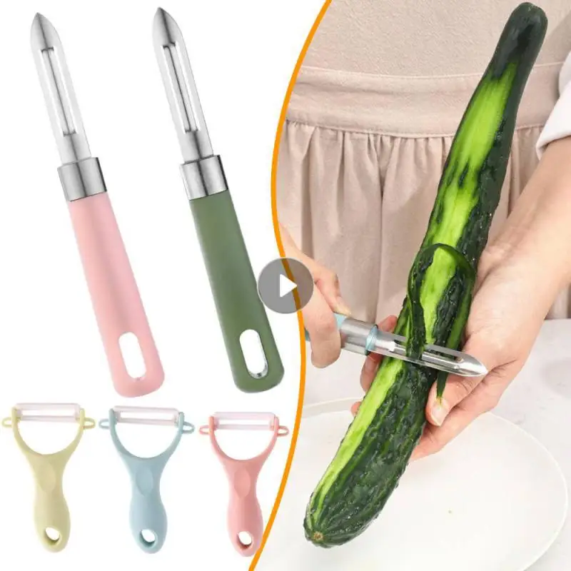 Kitchen With Non-slip Fruit And Vegetable Potato Peeling Knife One Word Planer Stainless Steel Melon Planer Tool Kitchen Gadget
