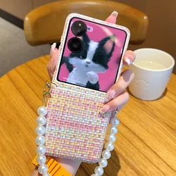 Luxury Woven Texture Flip Case with Bracelet - Shockproof Folding Hard Cover Accessories for Xiaomi mix flip 2 (MULTI)