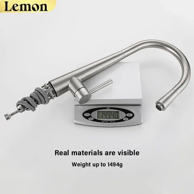 ก๊อกน้ําห้องครัว 304 สแตนเลสดึงออกอ่างล้างจาน Water TAP Deck ติดตั้ง Mixer Stream Sprayer หัวร้อนเย็นก๊อก 5