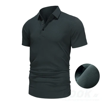 Upto EUR Sizes Tall Man Brand Top-Quality Men's Golf Shirt Lop-up Hollow Short-sleeved Polo Shirt SummerIce Silk Breathable Tee 1
