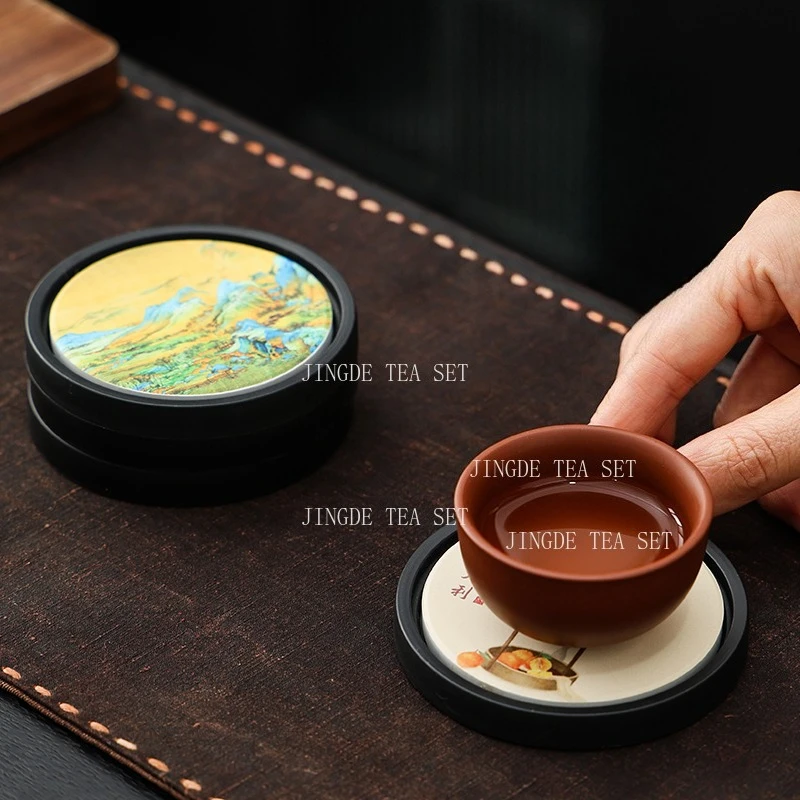 Ceramic Water Absorbing Pot Holder Quick Drying Foam Station Small Circular Tea Tray Kung Fu Teaset Accessories Chinese Tea Tray