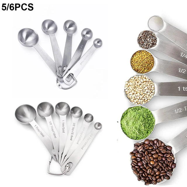 6 Pcs Measuring Spoons Set, Gold-plated Stainless Steel Measuring Spoons  Includes 1/8 Tsp, 1/4 Tsp, 1/2 Tsp, 1 Tsp, 1/2 Tbsp, 1 Tbsp For Measuring  Liq