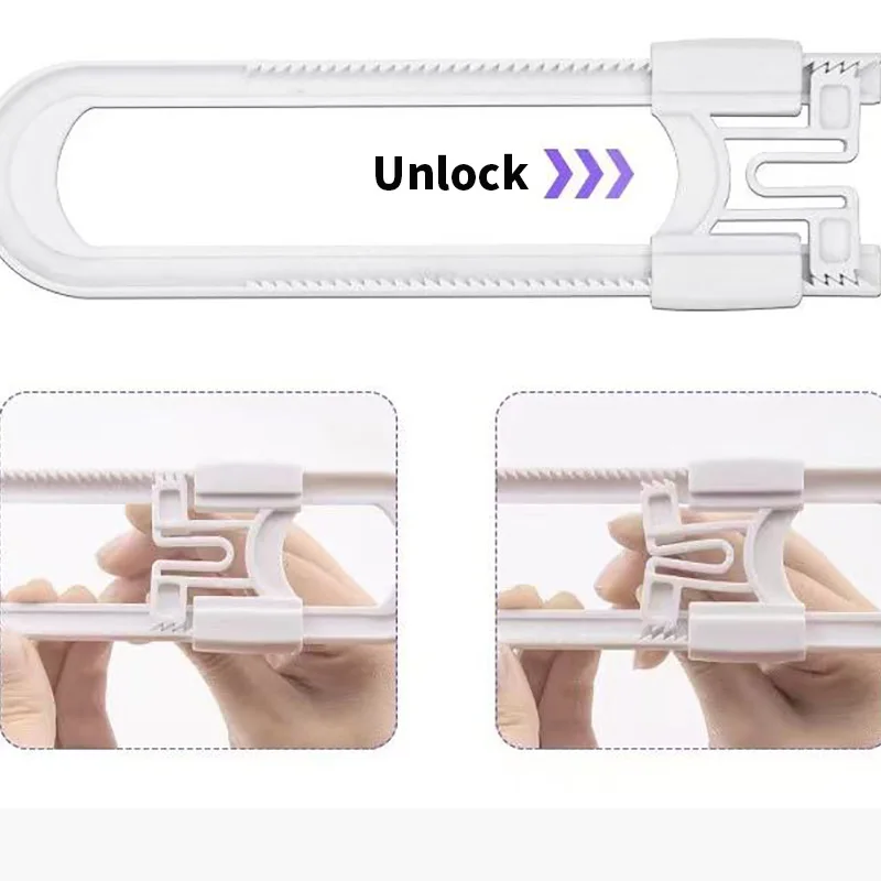 Baby Proofing Cabinet Locks 1PCS Adjustable U Shaped Latches for Drawers Fridges Closet Modern Lock with Extra Secure Buttons