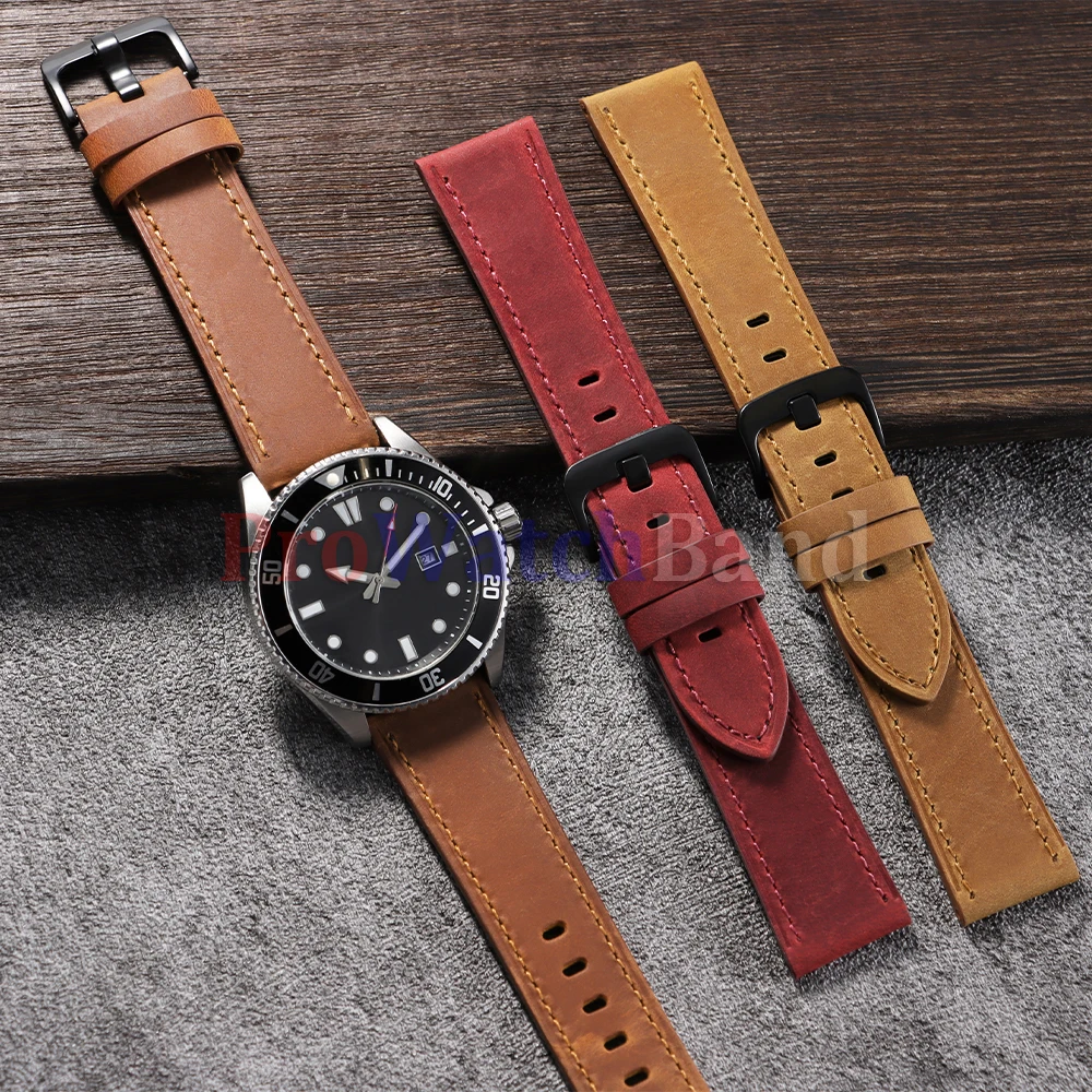 Premium Calfskin Leather Watch Straps - Multiple Colors and Sizes Available