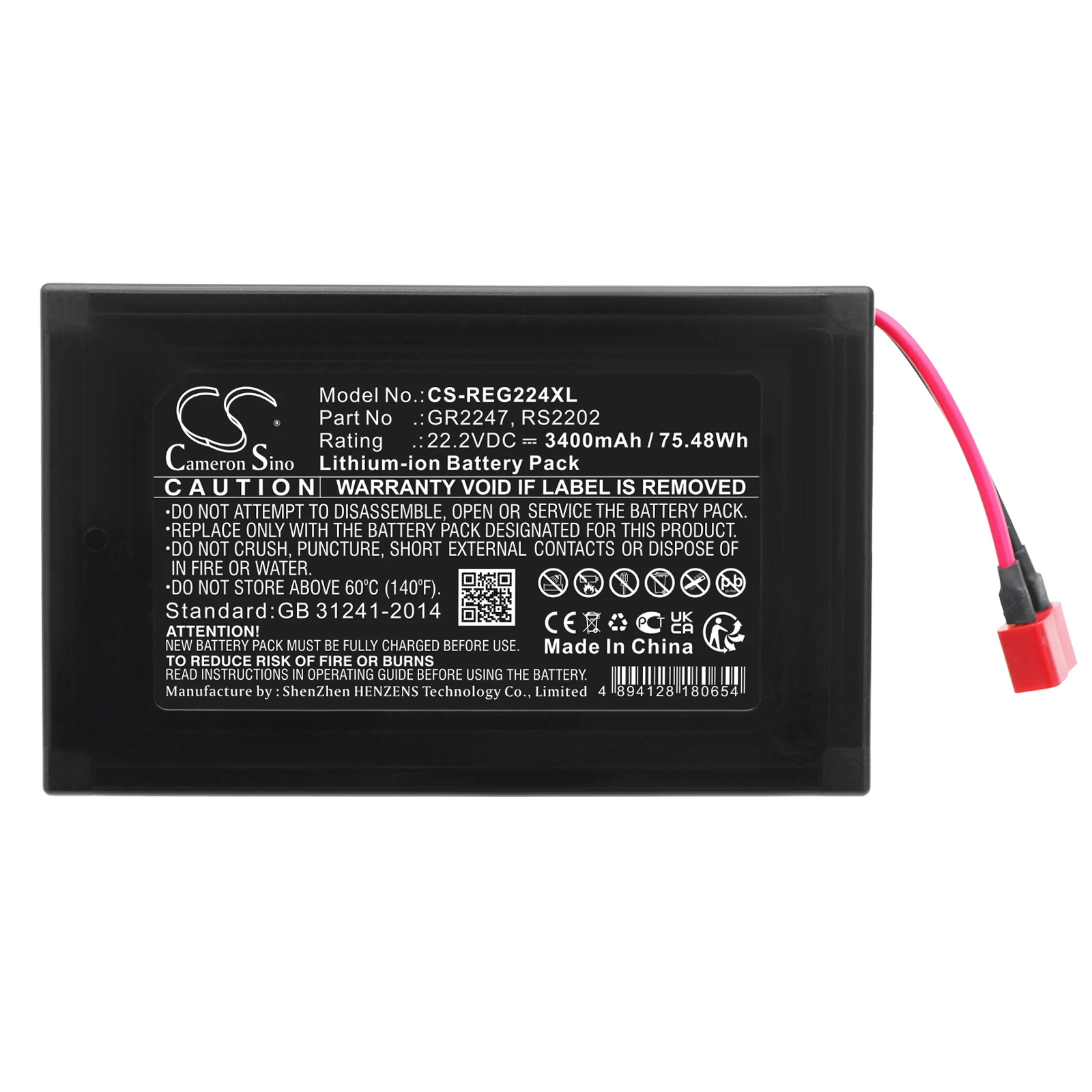 

CS Electric Scooter Battery For Razor RipStik Electric Caster Board Scooter Fits GR2247 RS2202 Li-ion 22.20V 3400mAh/75.48Wh