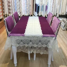 

Polyester Tablecloths, Waterproof Table Covers Lace Purple Dining Table Coffee Table Deco