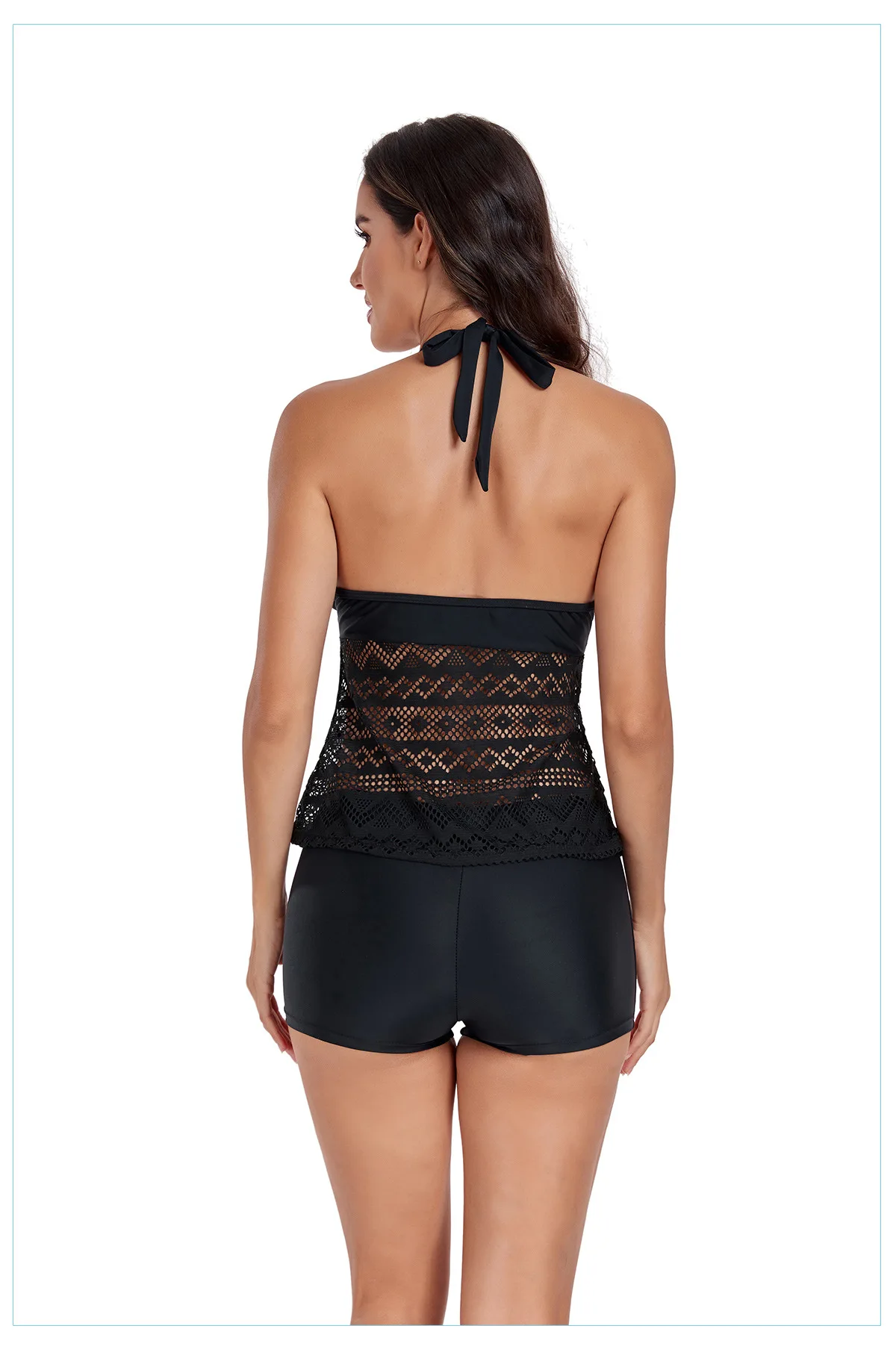 2024 new large-size bikini swimsuit hollowed-out sexy solid color lady split skirt swimsuit