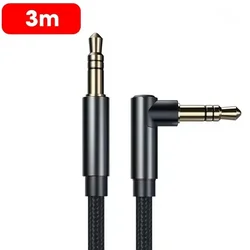 Enhanced 90 - Degree Elbow 3.5mm Audio Cable - Male to Male Aux Wire for Speakers and Headphones (3.5mm to 3.5mm 3M)