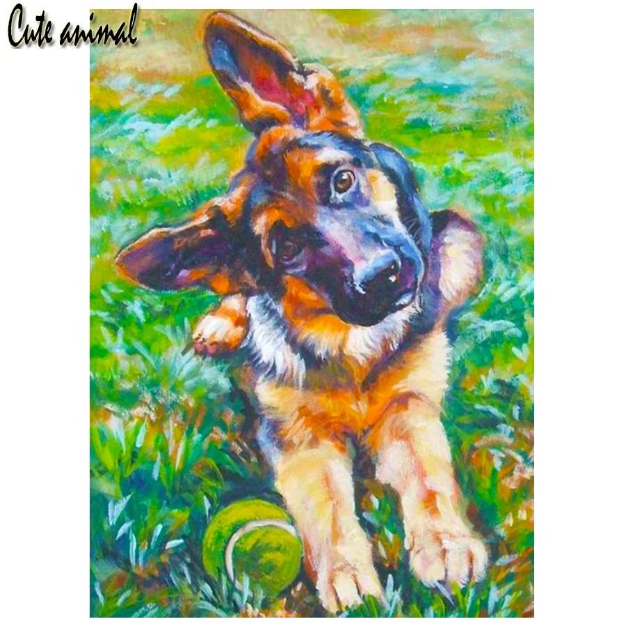 5D Diamond Painting German Shepherd Full Diamond Embroidery Mosaic Rhinestones Pet Dog Wall