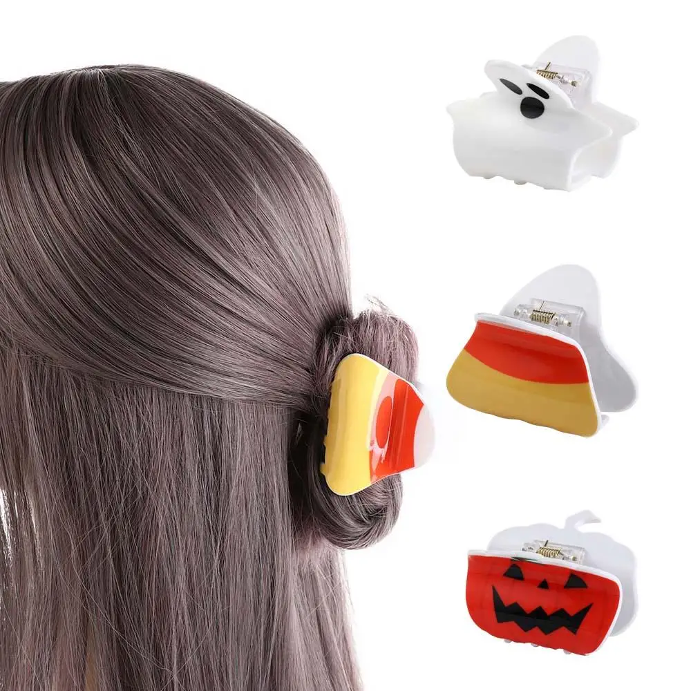 Fashion Halloween Pumpkin Hair Claw Acrylic Korean Style Ghost Claw Clip Geometric Hair Accessories Pumpkin Crab Clip Holiday