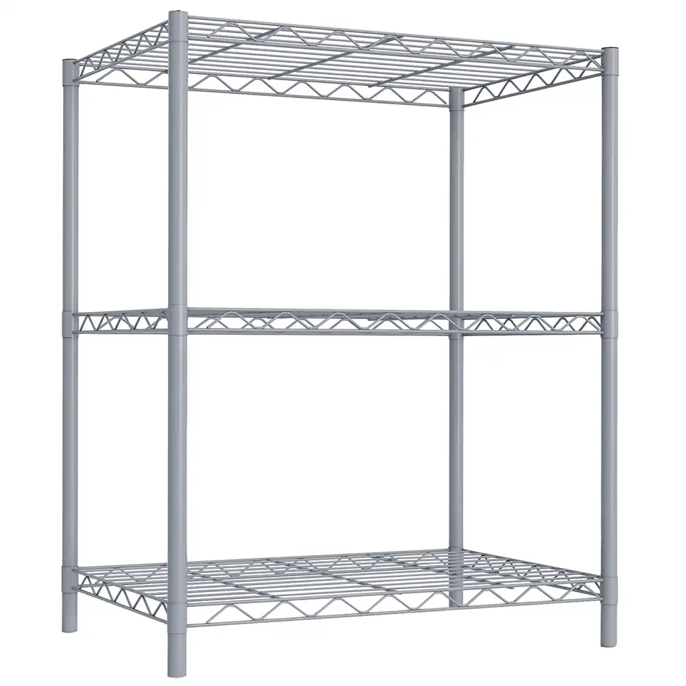 

Home Basics 3 Tier Steel Wire Multi-Purpose Free-Standing Heavy Duty Shelf, Grey