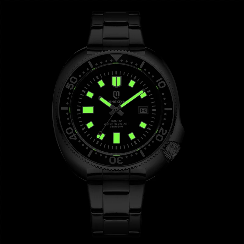 QINGXIYA Sports Big Dial Quartz Watch for Men Stainless Steel Waterproof Date Mens Watches Top Brand Luxury Relogio Masculino