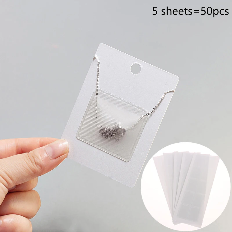 50 Stück selbstklebende Halsketten-Ketten-Klebeutel-Taschen für Halsketten-Display-Karten, transparenter Schmuck-Ketten-Taschenhalter – Detail 1