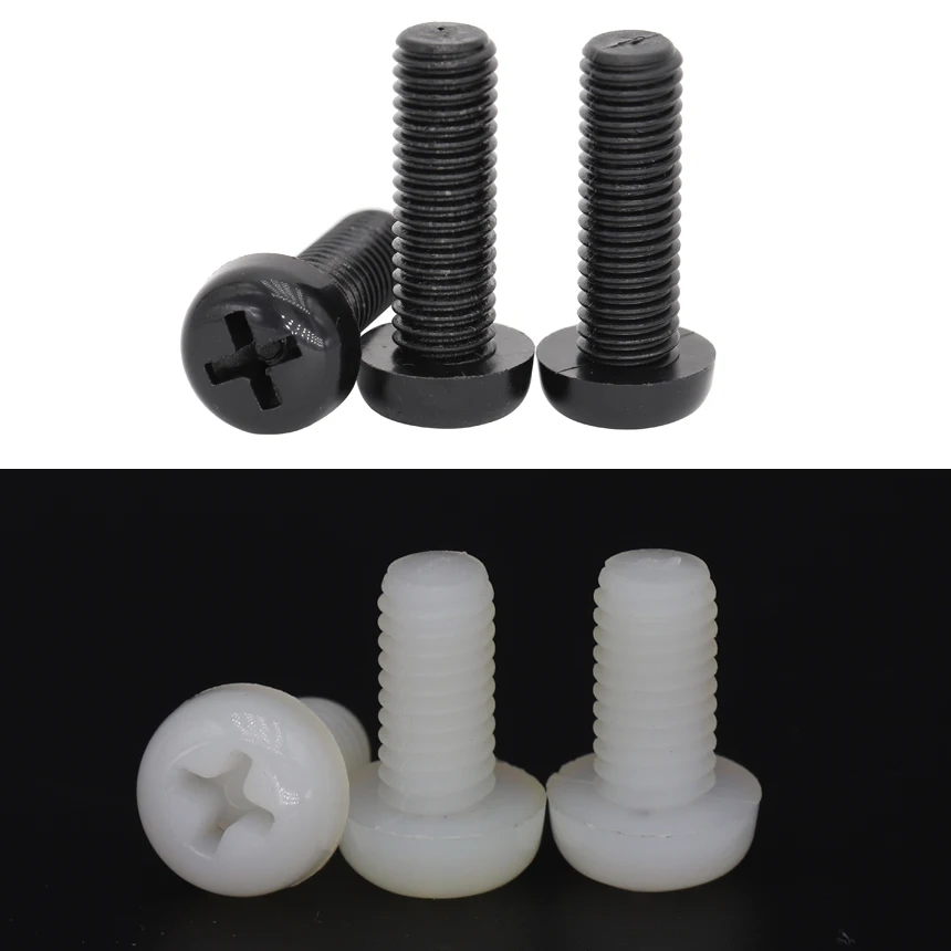 

M2 M2.5 M3 M4 M5 OD 4mm 5mm to 40mm White Black Nylon Plastic Bolt Insulate Phillips Cross Recessed Flat Round Pan Head Screw