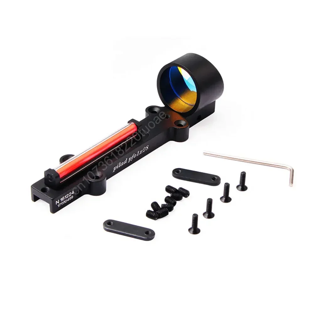 Tactical 1x28 Red Fiber Red Dot Sight Scope Holographic Sight Fit Shotgun Rib Rail Hunting Shooting Accessory Pilad PF0