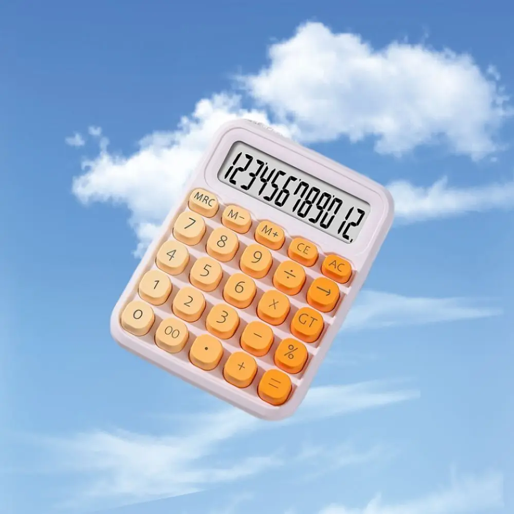 귀여운 12자리 계산기 대형 LCD 디스플레이 캔디 컬러 데스크탑 기계식 계산기 실용적인 미끄럼 방지 패드 학생용 계산기