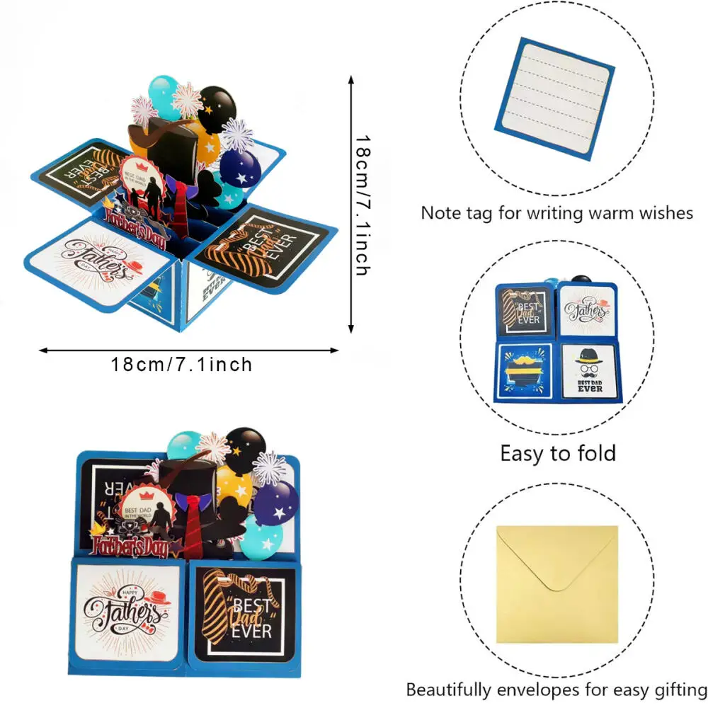 1 piece Fathers Day Card Father's Day Toolbox Pop Up Card 3d Pop Up Greeting for Father's Love Husband Brother