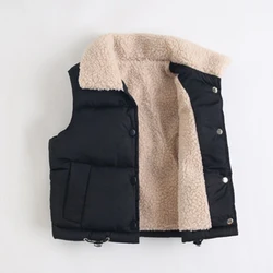 Cozy Winter Kids' Plush Vest - Warm Sleeveless Outerwear for Toddlers and Children (Black)