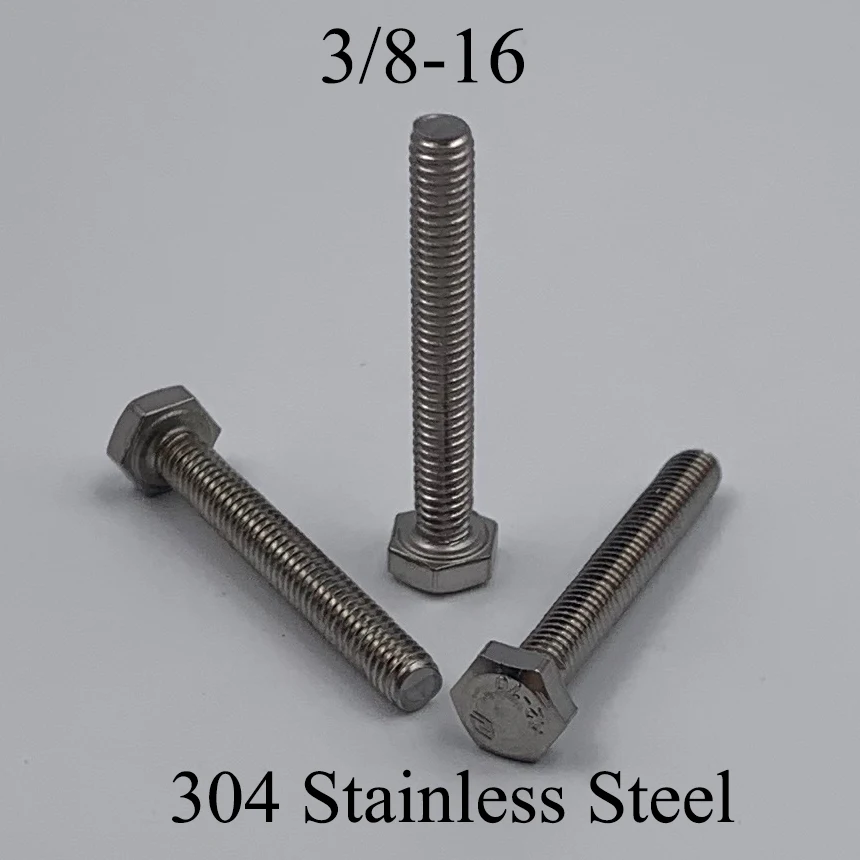 

3/8-16*1-1/2 1-3/4 2-1/2 2-3/4 3 Inch Length 304 Stainless Steel US UNC Coarse Thread Screw External Hex Cap Head Hexagonal Bolt