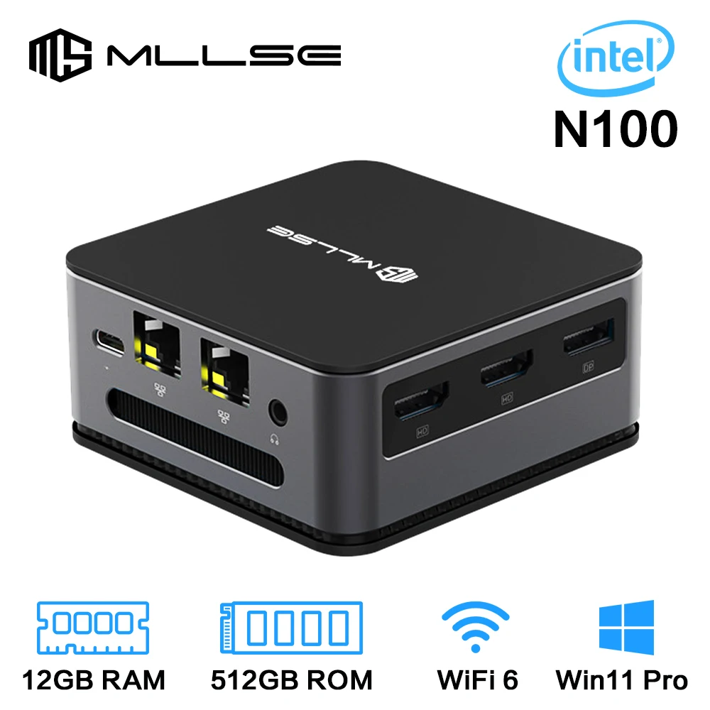 MLLSE G2 Mini PC Windows 11 Pro Alder Lake N100 Intel 12th DDR4 12GB RAM 512GB SSD WiFi 6 BT5.2 Desktop Computer Work mini pc