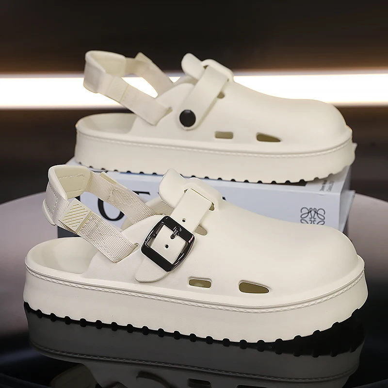 Men's Fashion Platform Clogs Sandals 2025 Summer Back Strap Eva Beach Sandles Male Non Slip Soft Sole Garden Sandals 4