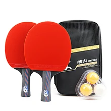 

New Professional Table Tennis Bat Rackets 7 Layers Long Short Handle Ping Pong Paddle Pimples In With3 Balls One Carry Bag