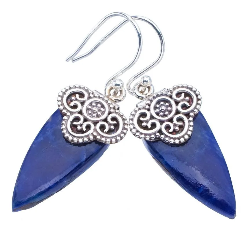 

StarGems Sodalite Handmade 925 Sterling Silver Earrings 1.5" F6342