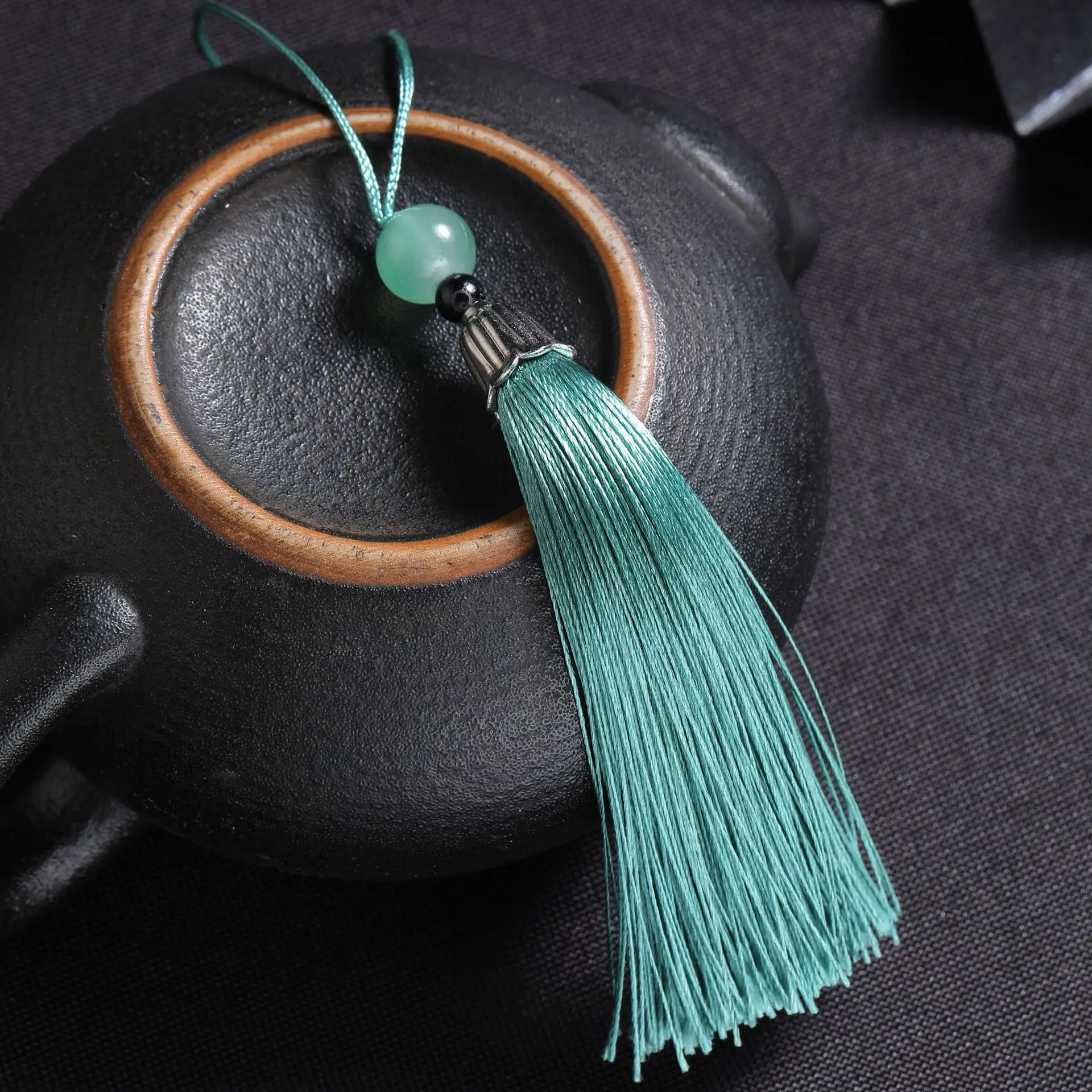10Pcs Tassels Silky Handmade Soft Tassels Jade Bead Tassels DIY Craft Jewelry Car Key Chain Decor Pendants Smooth Fringe Trim