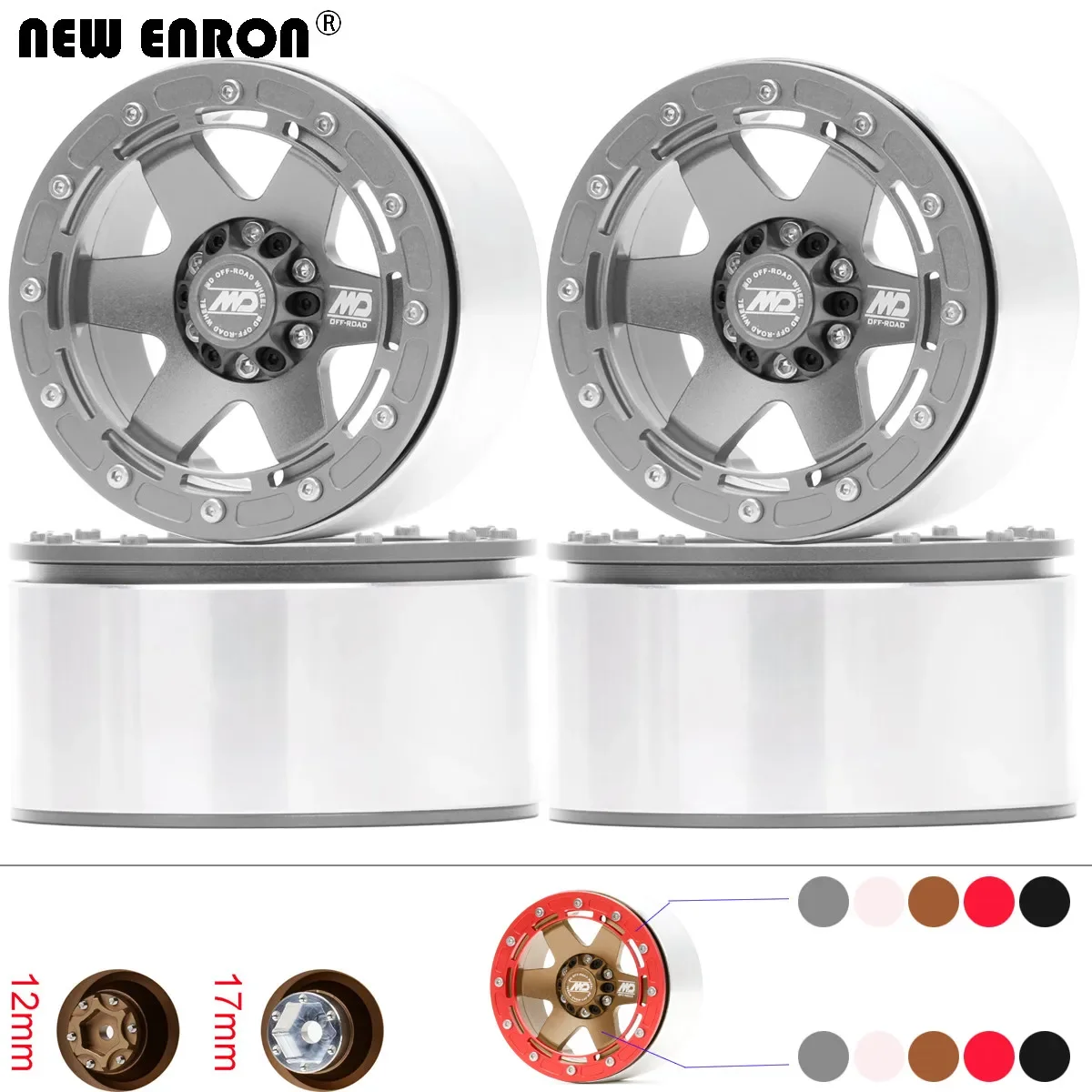 Legierung CNC Beadlock 12mm/17mm Felgennabe für RC 2,6 Zoll Crawler Reifen MK07 Axial 4082 H8H CROSS