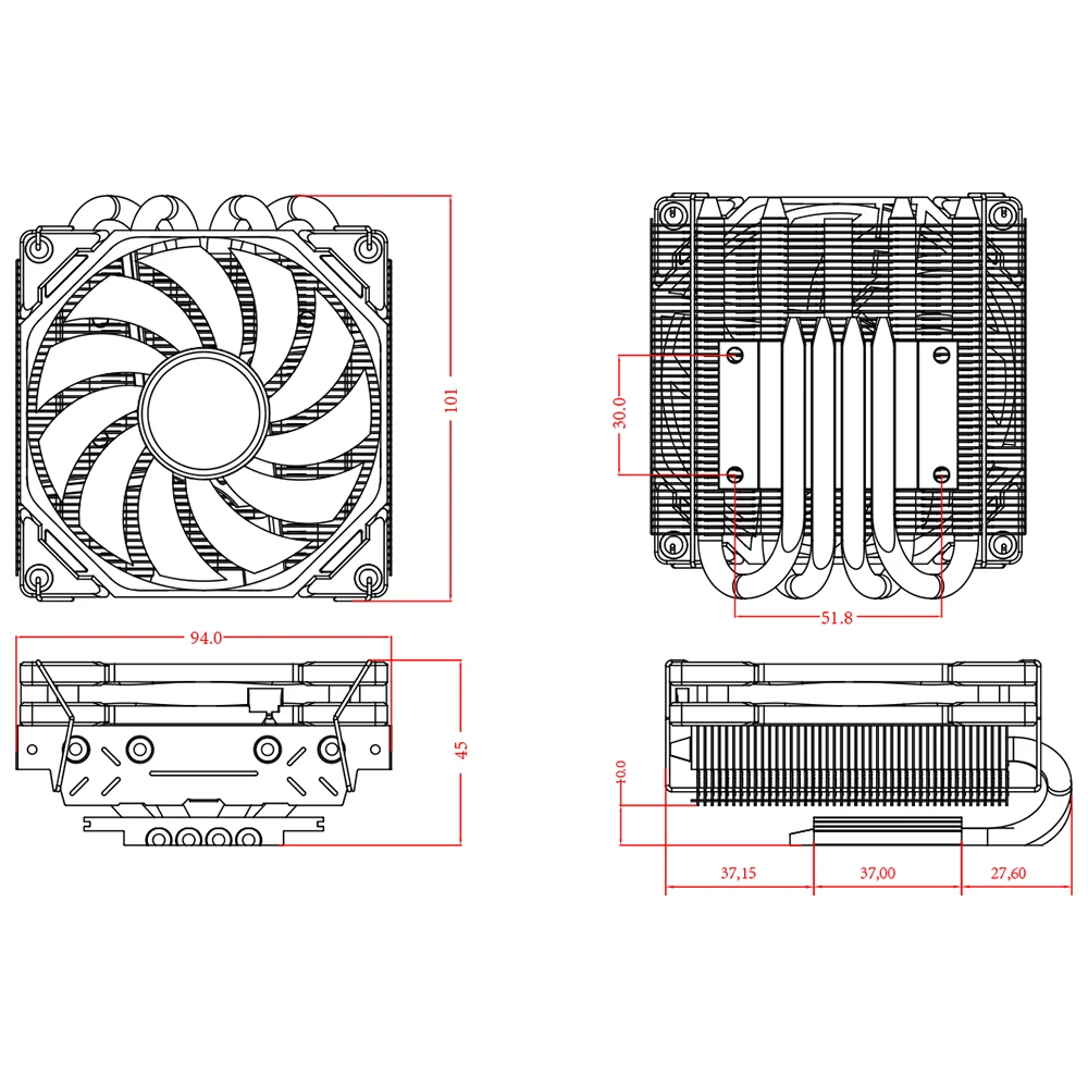 Radiador Cpu de Baixo Perfil Id-cooling Heatpipe 9cm Ventilador de Refrigeração 45 mm Altura Chassi a4 Lga1700 1200 115x Am5 Am4 - Imagem 5
