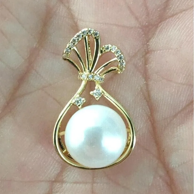 

AAAA 10-11mm South China Sea Authentic White Gemstone Pendant Necklace 925S