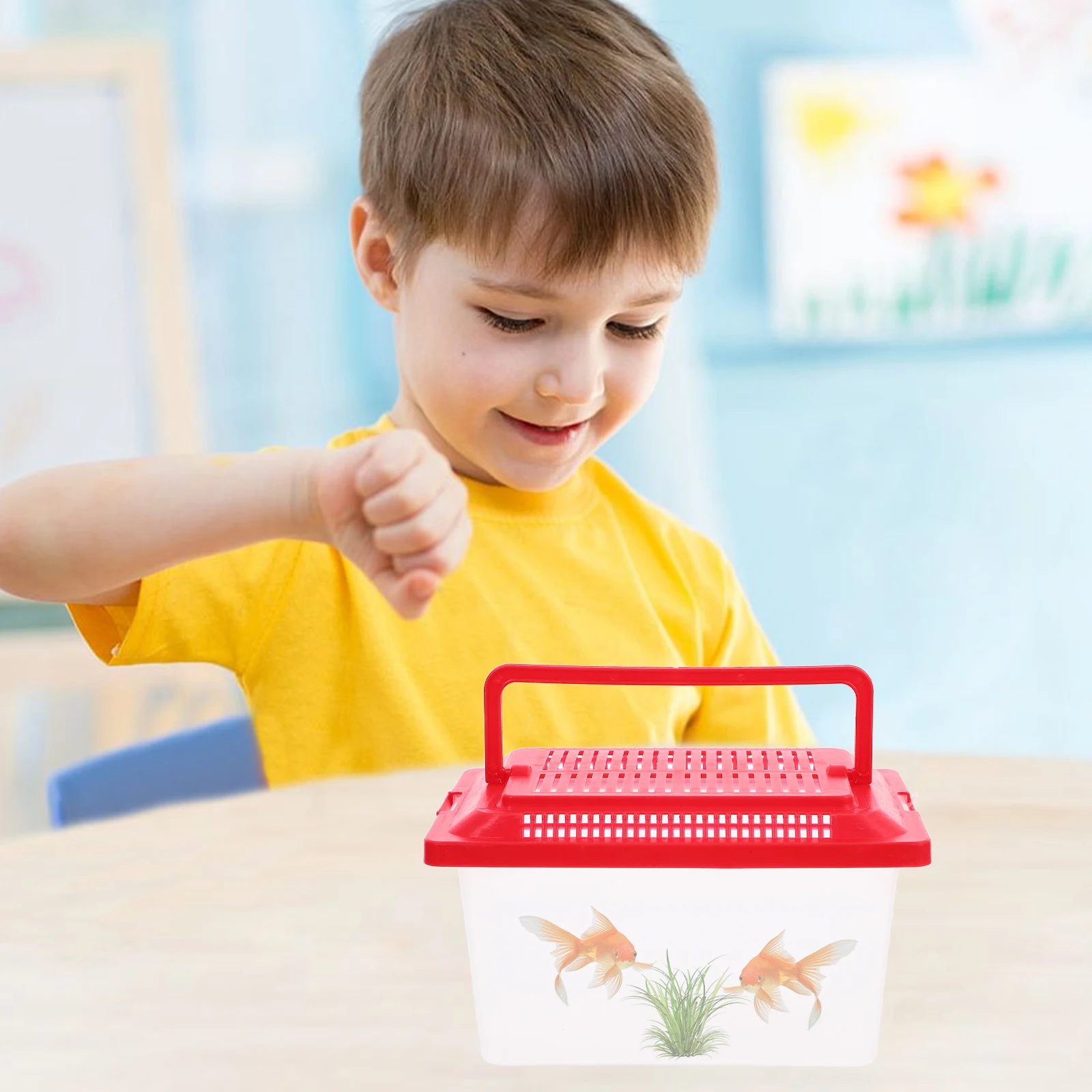 Portable Lightweight Pet Transport Box Plastic Aquarium Handheld Fish Tank Transparent Turtle Holder Creative Reptile Habitat