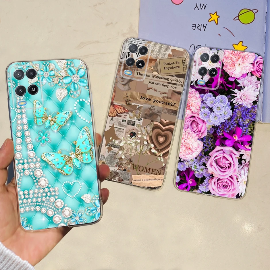 Per Oppo A54 Custodia 4G Custodie Trasparenti Antiurto Per Oppo A 54 A54 Cover Cph2239 Clear Tpu Luxury