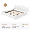 King Size Upholstered Bed Frame,Deluxe Low Profile Sleigh Bed with Faux Leather Ergonomics Headboard,White  No Box Spring Needed 5