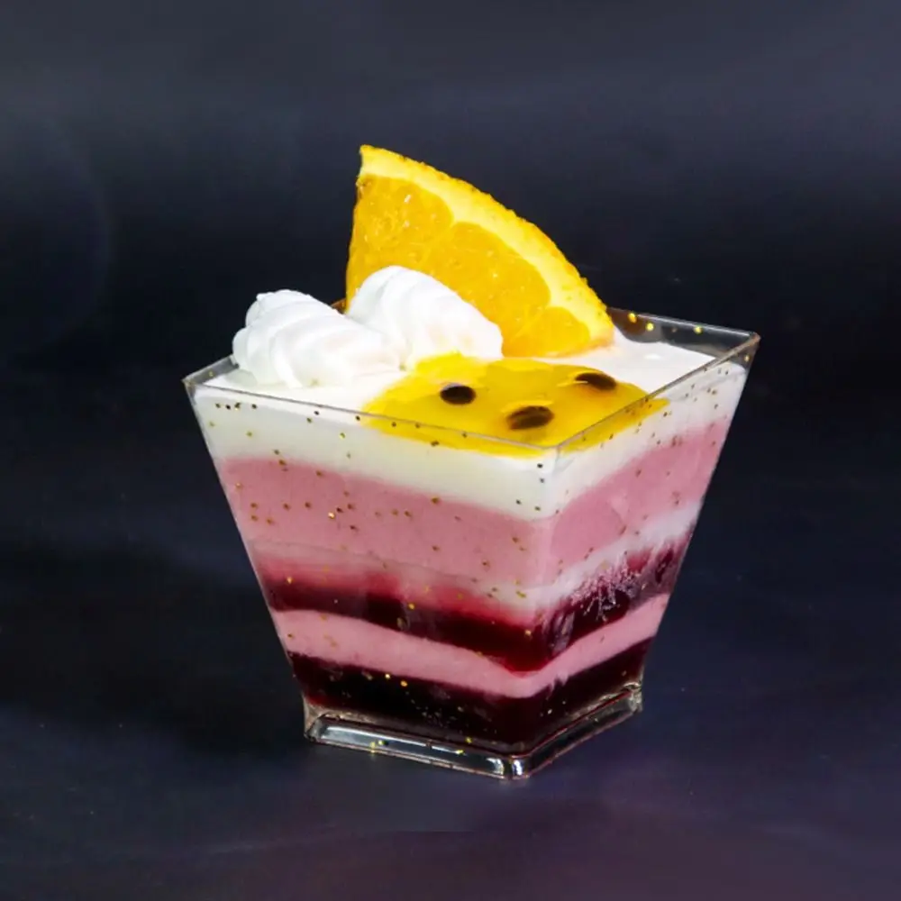 10Pcs 60/70ml Clear Ladder Shaped Cup Disposable Mousse Cup Dessert Cake Mousse Baking Appetizer Jelly Pudding