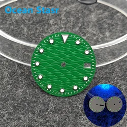 Luminous Ocean Star Dial for DIY Mechanical Watch - 28.5mm (Green Single date)