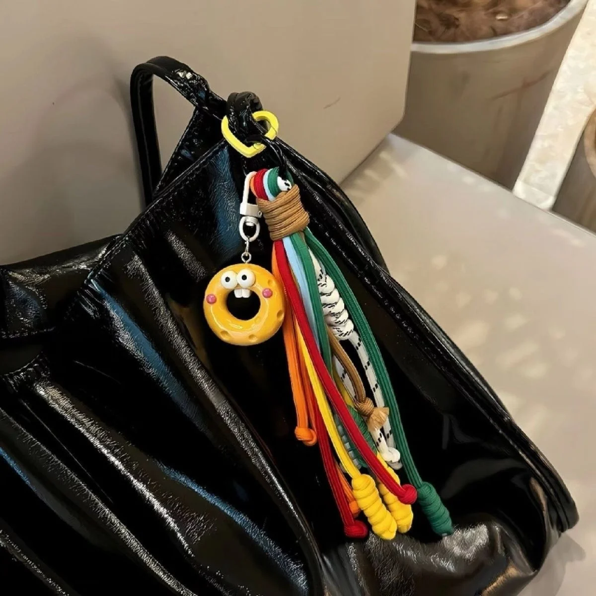 Keychain mouth colorful cute sausage backpack funny ins style student couple backpack hanging chain decoration 2