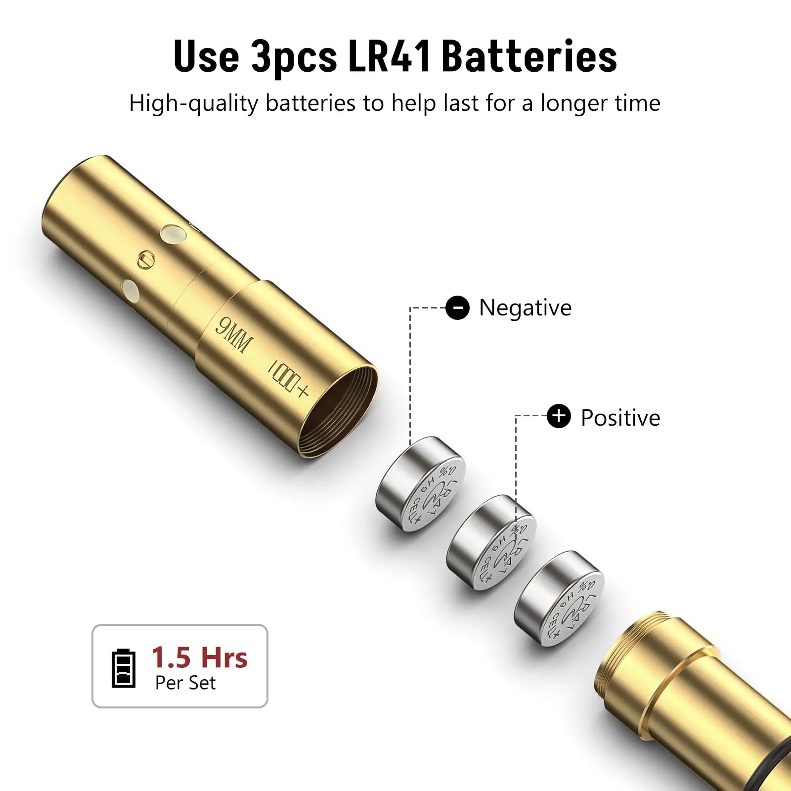 MidTen Laser Bore Sight 9MM 380ACP .38SPL .357MAG End Barrel Boresighter 4 Sets of Batteries Spare O-Rings Airsoft