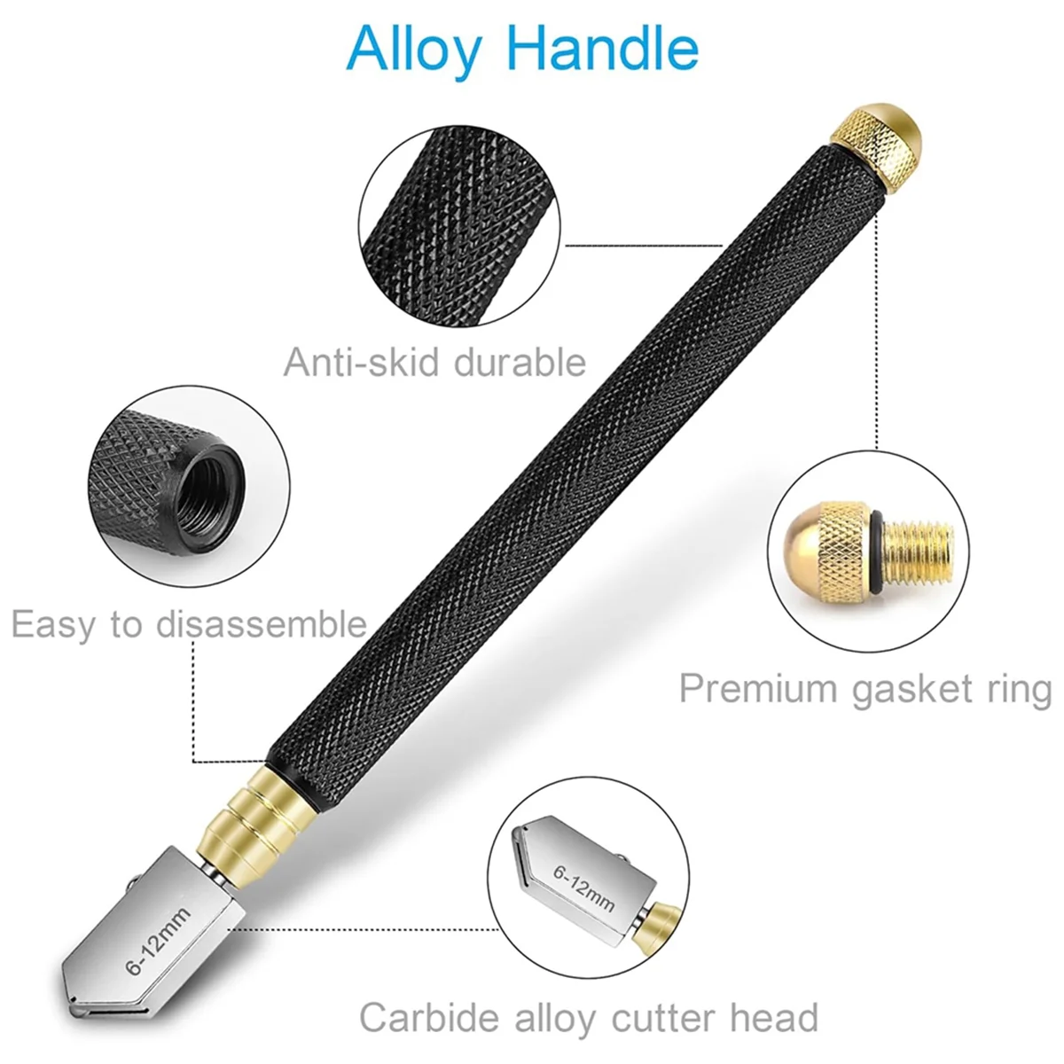 Cutter 2mm-20mm & Glass Cutting Oil, Upgrade Glass Cutting Tool with Automatic Oil Feed, Glass Cutter 6