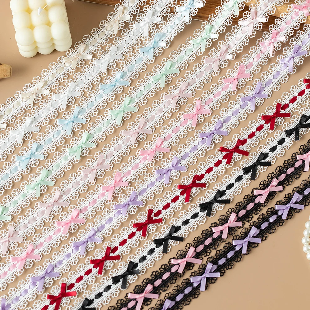 Bow Pleated Lace Trim Handmade Crafts for Baby Clothes Skirt Hem Clothing Sewing Curtains Home Decoration