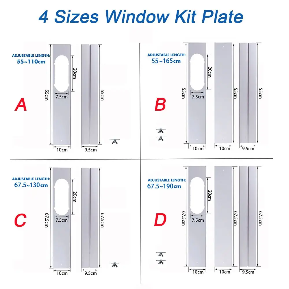 Air Conditioner Accessories Newest Portable Window Kit Slide Plate Adjustable Adaptor Wind Shield Exhaust Hose Tube Connector Air Conditioner Accessories